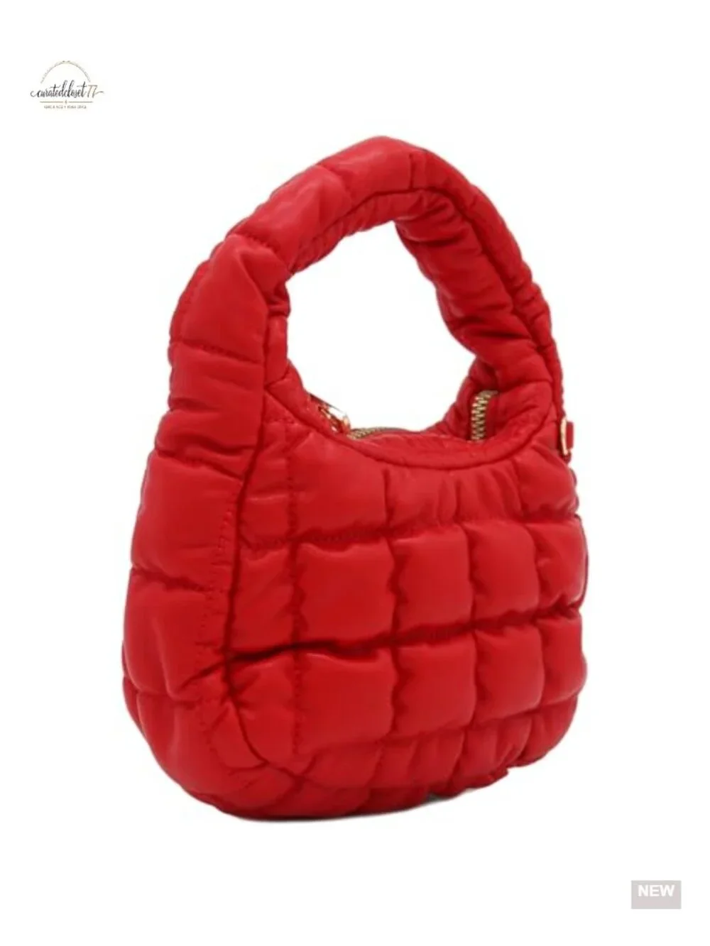 Mini Quilted Soft PU Leather Crescent Puffer Crossbody Evening Bag